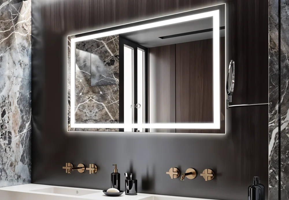 vanity with lighted mirror